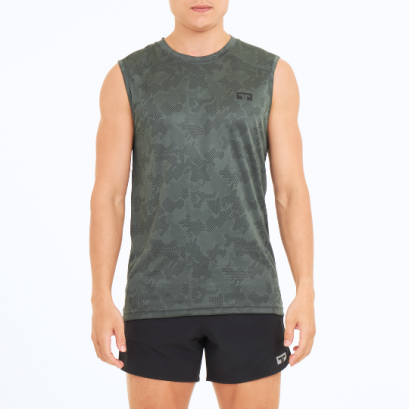 TL Distance Sleeveless Shirt เสื้อวิ่ง เสื้อกีฬา ผู้ชายรุ่น ดิสแทนซ์ เขียวเข้ม