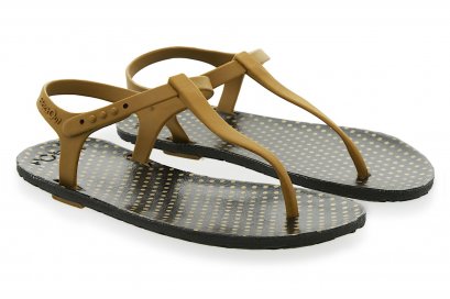 SLINGBACK-พื้นดำลายจุดขาว-สายสีน้ำตาล