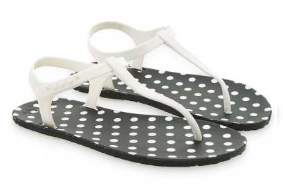 SLINGBACK-พื้นดำลายจุดขาว-สายสีขาว