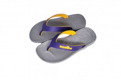 KIDSFLIPPER - blackOut พื้นเทา/หูน้ำเงินเหลือง