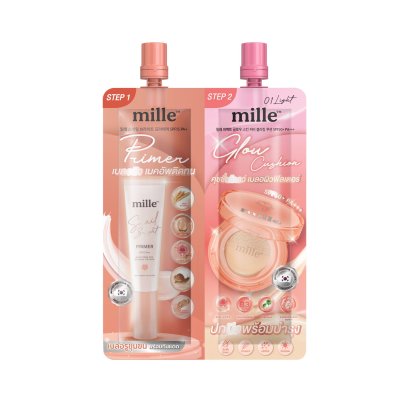 MILLE ดูโอ้ไพรเมอร์คุชชั่นโกลว์ DUO PRIMER & GLOW CUSHION 4G.X4G.