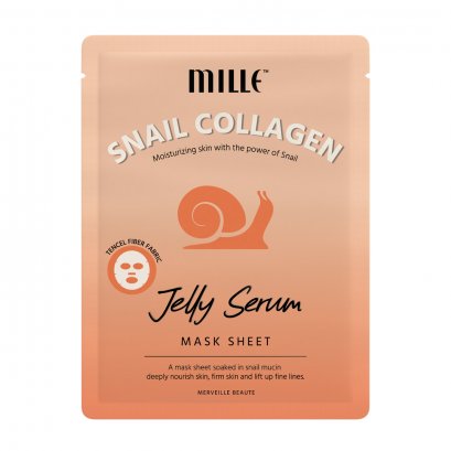 MILLE มาส์กเจลลี่คอลลาเจน SNAIL COLLAGEN JELLY SERUM MASK SHEET 28G.