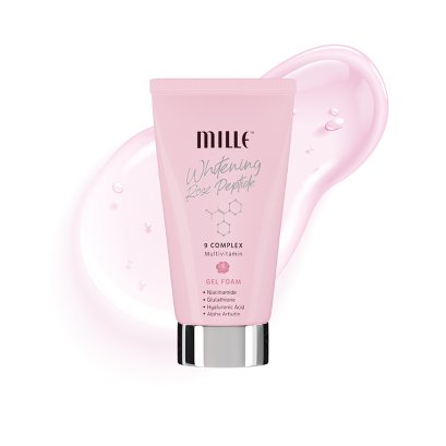 MILLE เจลโฟมผิวเต่งตึงกระจ่างใส WHITENING ROSE PEPTIDE 9 COMPLEX GEL FOAM 100G.