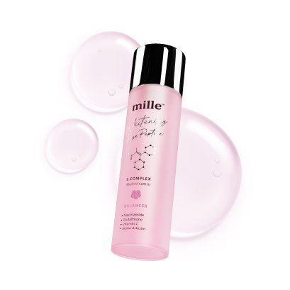 MILLE น้ำตบฟื้นฟูผิวตึงกระชับ WHITENING ROSE PEPTIDE 9 COMPLEX BALANCER 130 ML.