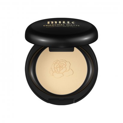 MILLE แป้งชาร์โคลผสมรองพื้น CHARCOAL MATTE COVER PACT SPF25 PA++ 5G.