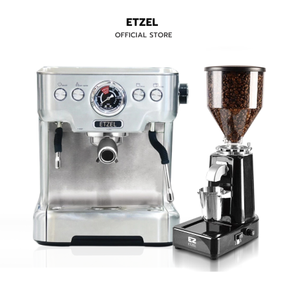 ส่งฟรี! Professional Set สำหรับเปิดร้าน เครื่องชงกาแฟETZEL SN6570 + เครื่องบดเมล็ดกาแฟ SN019
