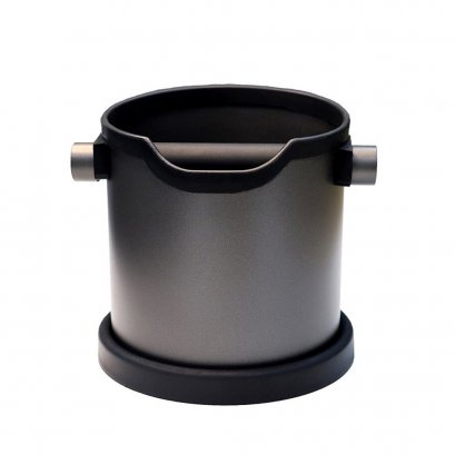 ที่เคาะกากกาแฟ ถังเคาะกากกาแฟ สแตนเลส ทรงกลม สูง 16 cm สีสแตนเลส สีดำ