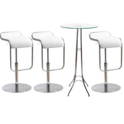 เช่าชุดโต๊ะบาร์+เก้าอี้บาร์โมเดิร์นสีขาว