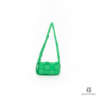 BOTTEGA CASSETTE MINI GREEN FABRIC