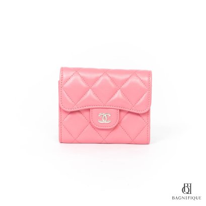 CHANEL CARD HOLDER WITH CHAIN SHORT PINK CALF SHW