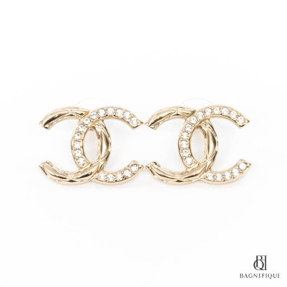 CHANEL EARRING CC LOGO DIAMOND GHW