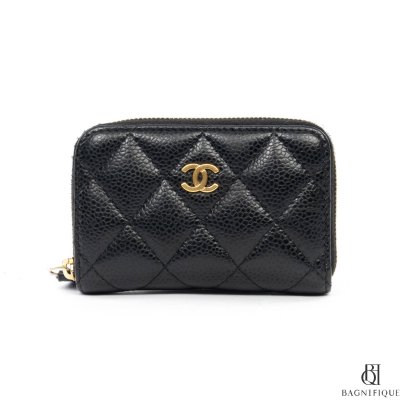 CHANEL ZIPPY CARD SHORT BLACK CAVIAR GHW