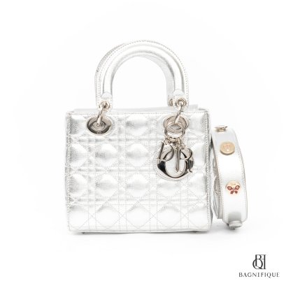 DIOR LADY MINI GREY MATTALLIC CALF SHW