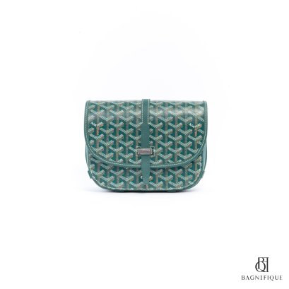 GOYARD BELVEDERE PM GREEN CANV AS SAW