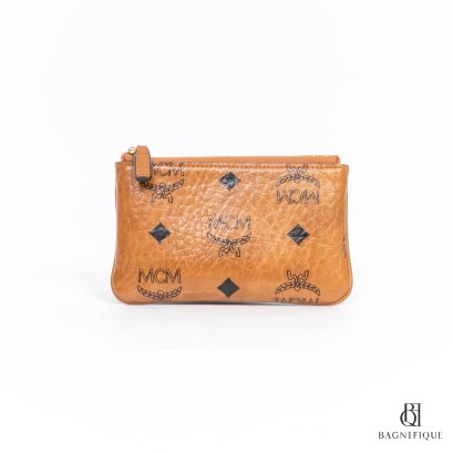 MCM CARD HOLDER MINI BROWN CANVAS GHW
