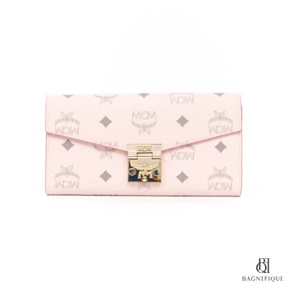 MCM LONG WALLET LONG PINK CANVAS GHW