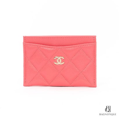 NEW CHANEL CARD SLOT SHORT PINK CAVIAR SHW