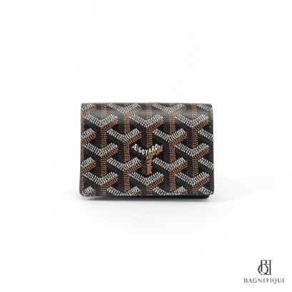 NEW GOYARD MALESHERBES CARD WALLET SHORT BLACK CANVAS