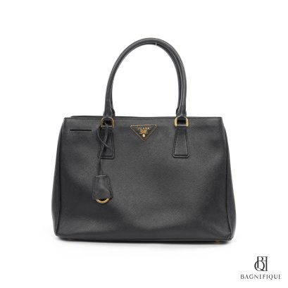 PRADA SAFFIANO LUX 30 BLACK SAFFIANO 2 ZIP GHW