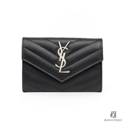 YSL CARD HOLDER SHORT BLACK CHEVRON SHW