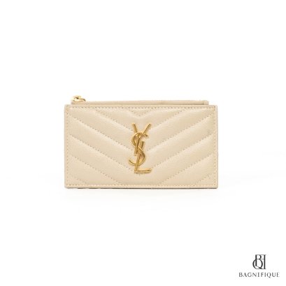 YSL CARD WITH ZIPPY BEIGE GHW