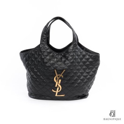 YSL MAXI SHOPPING BAG BLACK LAMB GHW