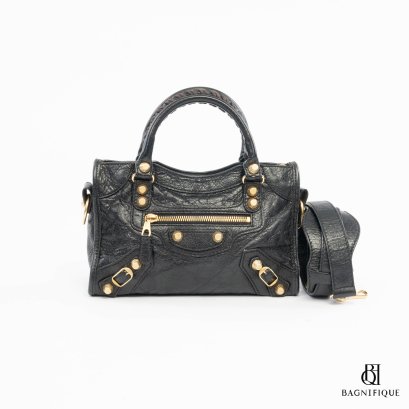 BALENCIAGA CITY MINI BLACK CALF GHW