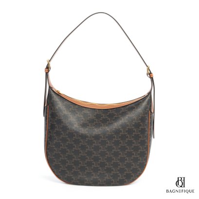 CELINE HOBO BROWN TAN CANVAS GHW