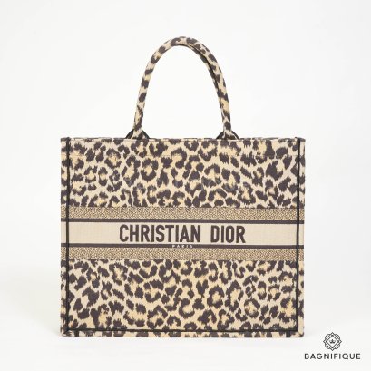DIOR BOOK TOTE LARGE LEOPARD LEATHER