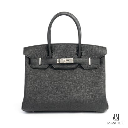 HERMES BIRKIN 30 BLACK NOIR TOGO SHW STAMP Y