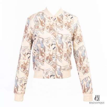 HERMES ESPRIT BOMBER JACKET 36 BEIGE FABRIC SHW