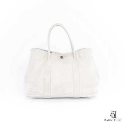 HERMES GARDEN PARTY 36 WHITE SHW STAMP O SQ