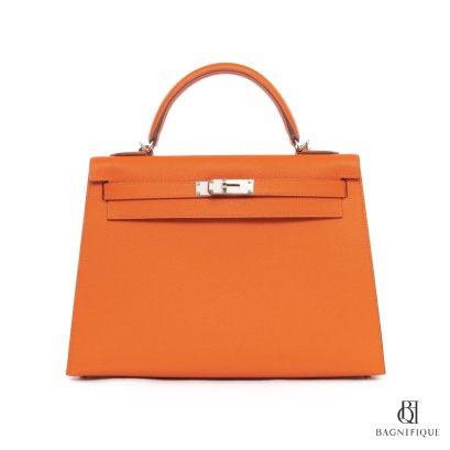 HERMES KELLY 32 ORANGE ROUGE H SHW STAMP T
