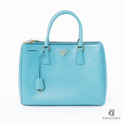 PRADA SAFFIANO BLUE SAFFIANO LEATHER GHW