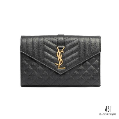 YSL ENVELOPE BLACK CHEVRON GHW