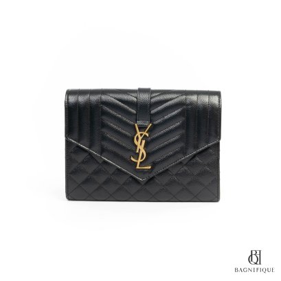 YSL ENVELOPE CLUTCH BLACK GHW