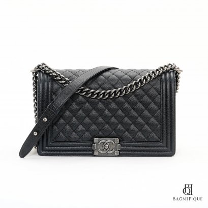 CHANEL BOY 11_ BLACK CAVIAR RHW