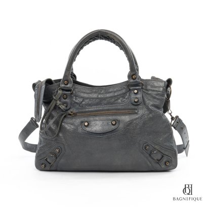 BALENCIAGA CITY CLASSIC SMALL GRAY CALF SHW