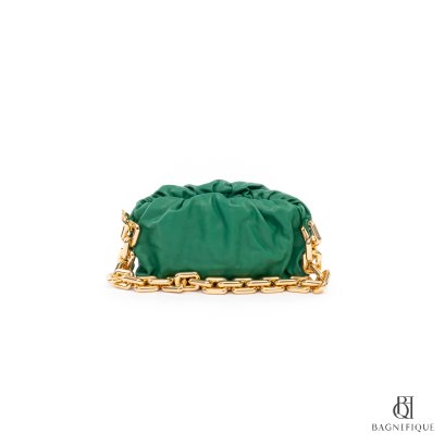 BOTTEGA POUCH CLUTCH GREEN CALF GHW