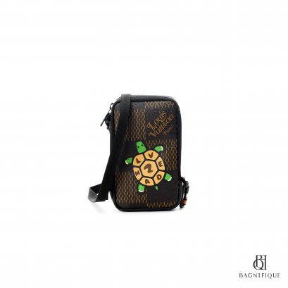 LV NIGO DOUBLE PHONE BROWN MONOGRAM 3D TURTLE MONOGRAM CANVAS