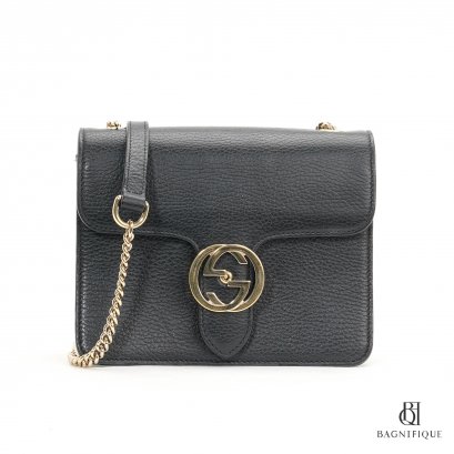 GUCCI INTERLOCK 20 BLACK CALF GHW