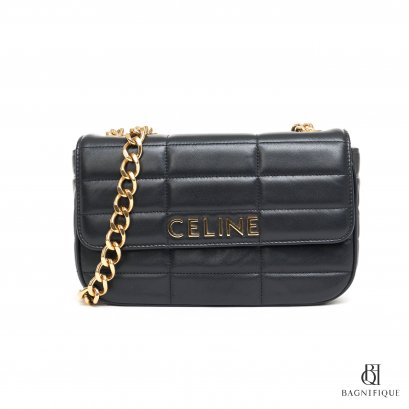 CELINE CHAIN SHOUDER 23 BLACK CALF GHW
