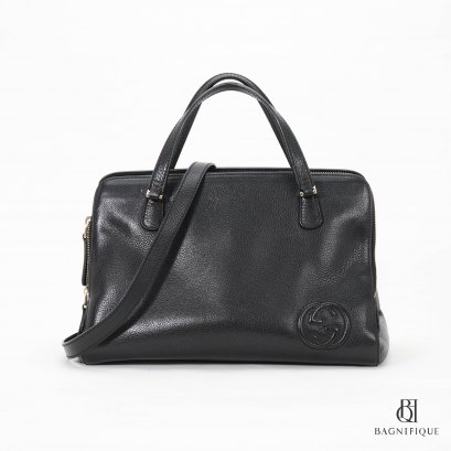 GUCCI SOHO TOTE MEDIUM BLACK CALF GHW