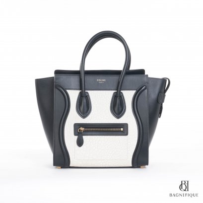 CELINE LUGGAGE MICRO BLACK WHITE CALF GHW
