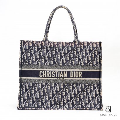 DIOR BOOK TOTE LARGE BLUE OBLIQUE JACQUARD