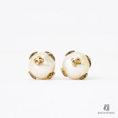 DIOR TRIBAL BEE VINTAGE 1.9 CM WHITE PEARL GHW