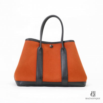 HERMES GARDEN PARTY 30 ORANGE CANVAS GHW