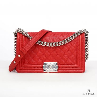 CHANEL BOY 10_ RED CAVIAR SHW