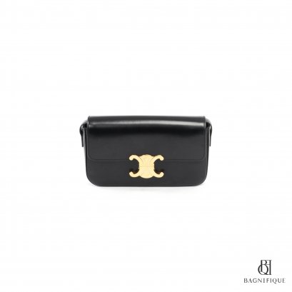 CELINE TRIOMPHE SHOULDER BLACK CALF GHW