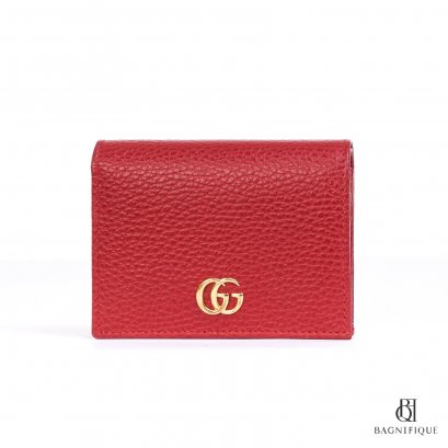 GUCCI CARD HOLDER SHORT RED EMBOSSED GHW